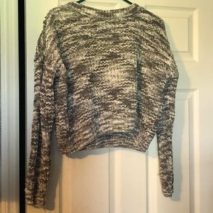 Gray and white sweater crop top